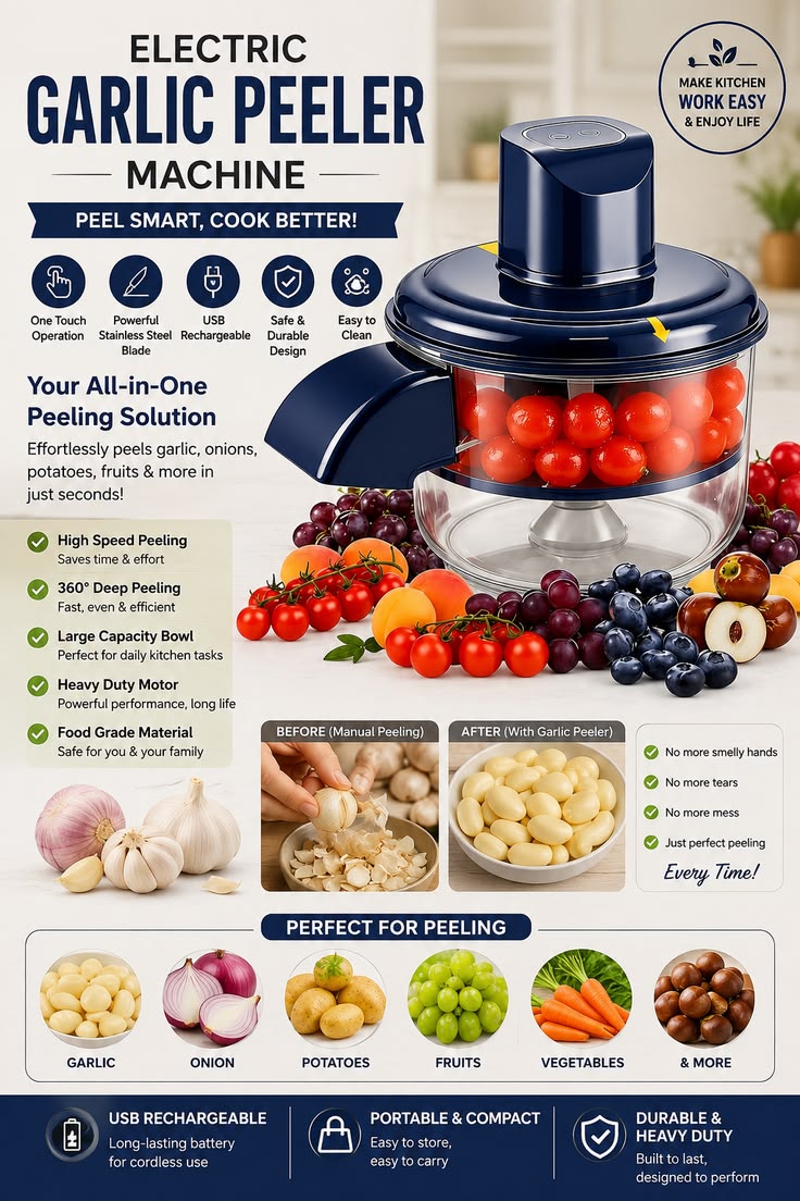 Auto Garlic Peeler – Electric Garlic Chopper