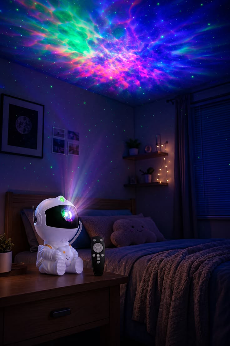 Astronaut galaxy projector bedroom