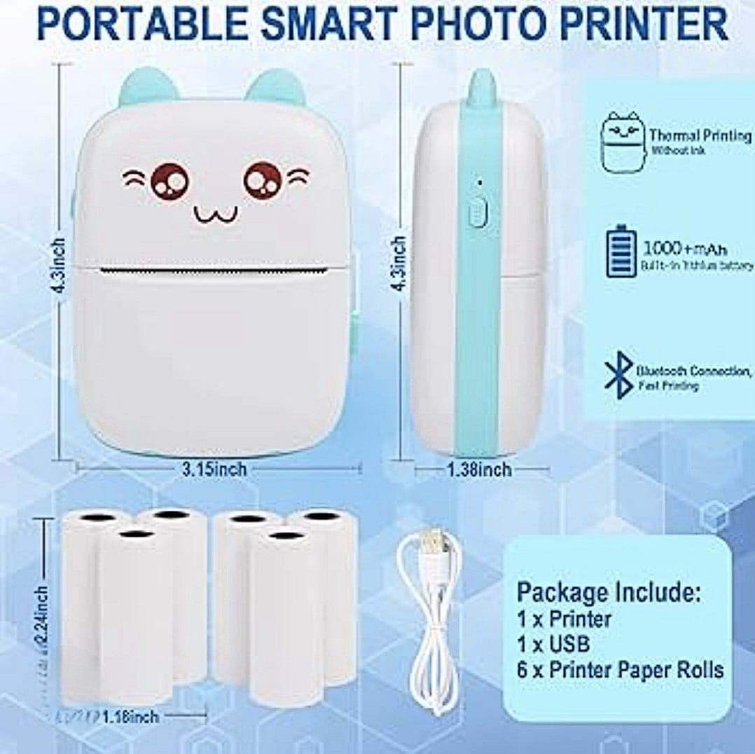 🖨️ Portable Mini Printer – Wireless Thermal Photo & Label Printer for Home, Office & Travel ✨