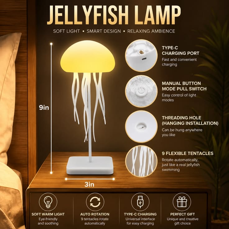 Jellyfish Lamp features