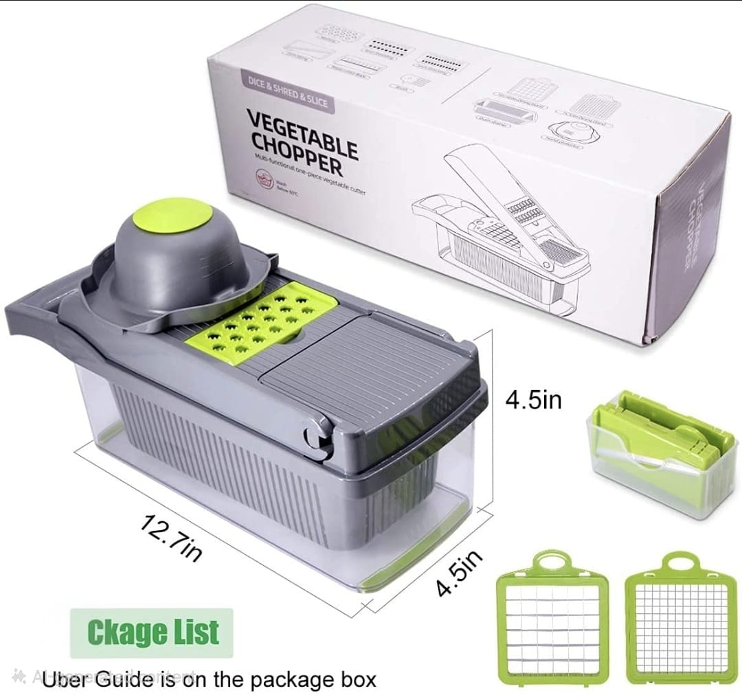🥦 Pro Vegetable Chopper & Dicer – Multi-Blade Manual Food Chopper for Fast, Mess-Free Meal Prep 🍅✨