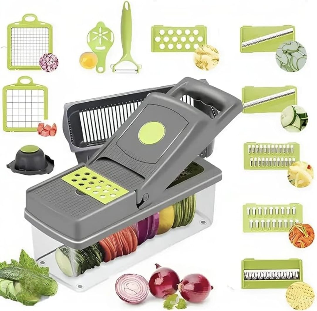 🥦 Pro Vegetable Chopper & Dicer – Multi-Blade Manual Food Chopper for Fast, Mess-Free Meal Prep 🍅✨