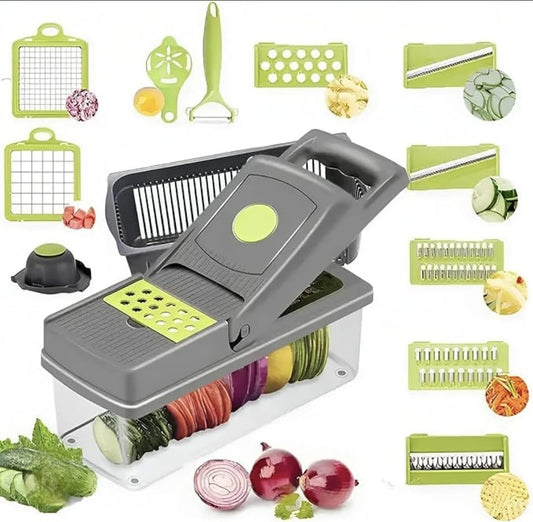 🥦 Pro Vegetable Chopper & Dicer – Multi-Blade Manual Food Chopper for Fast, Mess-Free Meal Prep 🍅✨